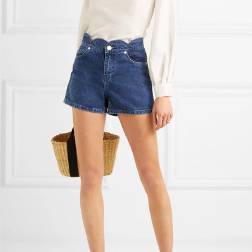MAJE Scallop Denim Shorts